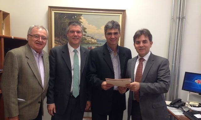 João Orlando Pavão, João Francisco de Sampaio Moreira, Adilson Zampieri e Ettore Geraldo Avolio durante visita ao Fórum de Piracicaba - Foto: Divulgação 