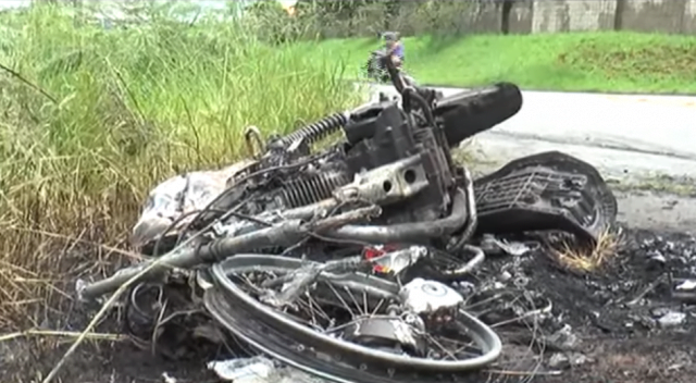 Motocicletas pegam fogo após colisão em Limeira