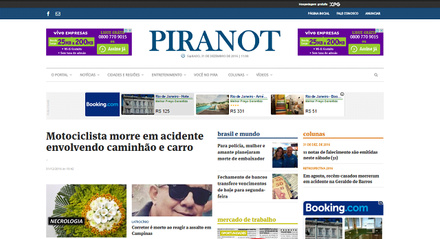 PIRANOT fecha 2016 com mais de 14 milhões de acessos